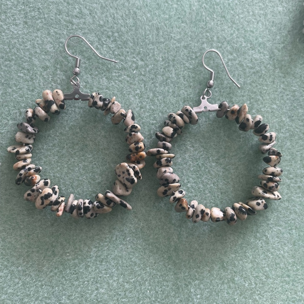 Dalmatian Stone Hoop Earrings